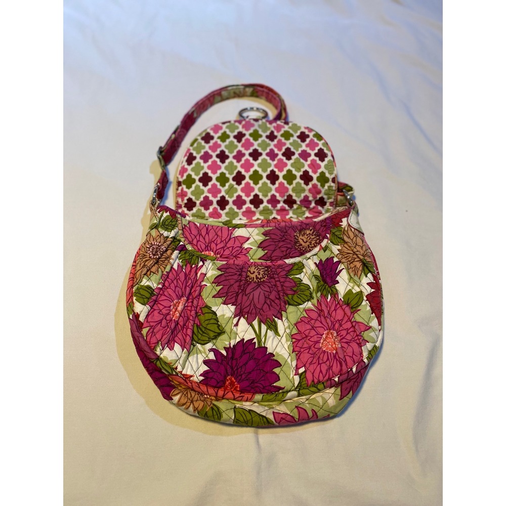Vera Bradley Floral Quilted‎ Crossbody Bag Purse Pink Purple Green - Picture 3 of 16